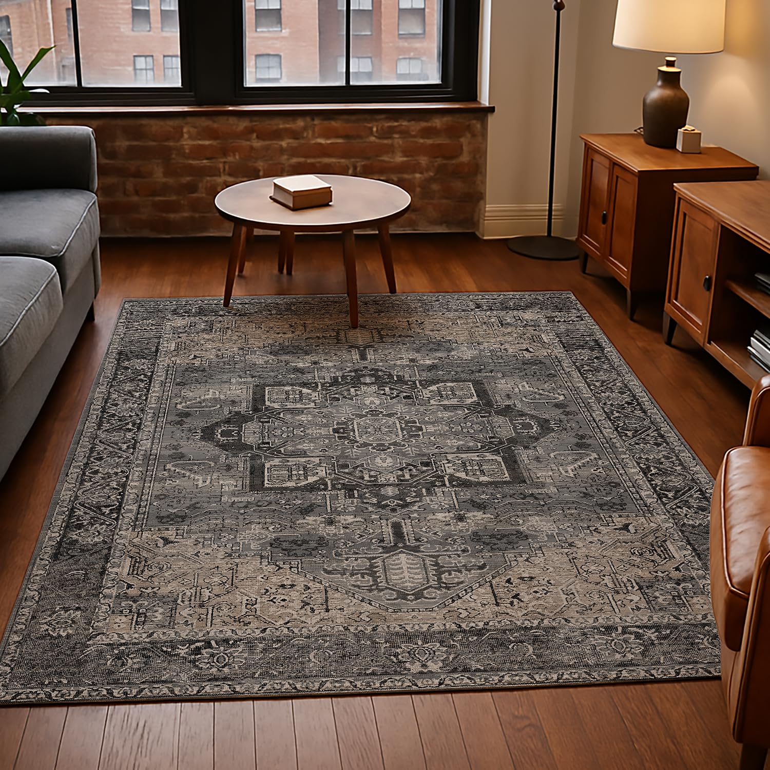 COTTY HOME Washable Non-Slip Backing 8x10 Oriental Area Rug for Living ...
