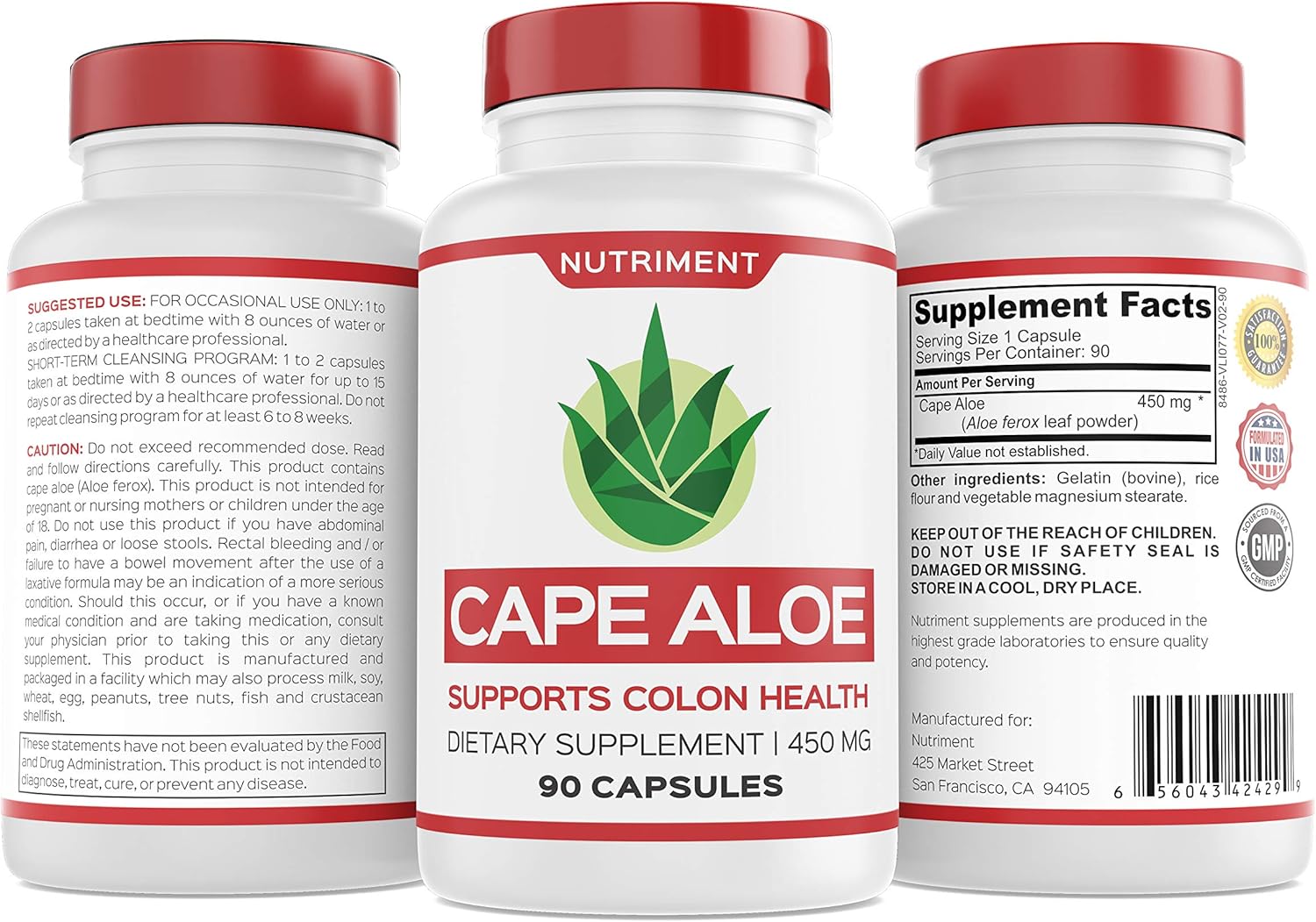 Cape Aloe 450mg Natural Laxative Aloe Ferox Colon Health Digestion