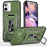 CHLINGNAN for iPhone 16 Case with All-Angle Rotating Kickstand & Sliding Camera Cover - Heavy Duty Shockproof Protective Cover, Green