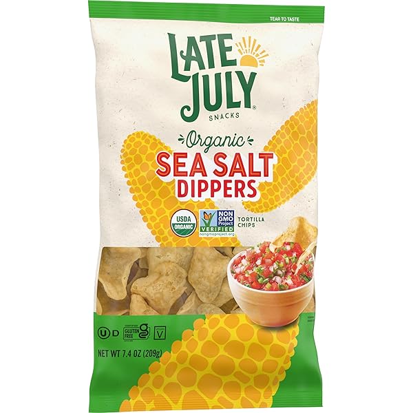 LATE JULY SEA SALT DIPPERS ORGANIC TORTILLA CHIPS, 7.4 OZ BAG