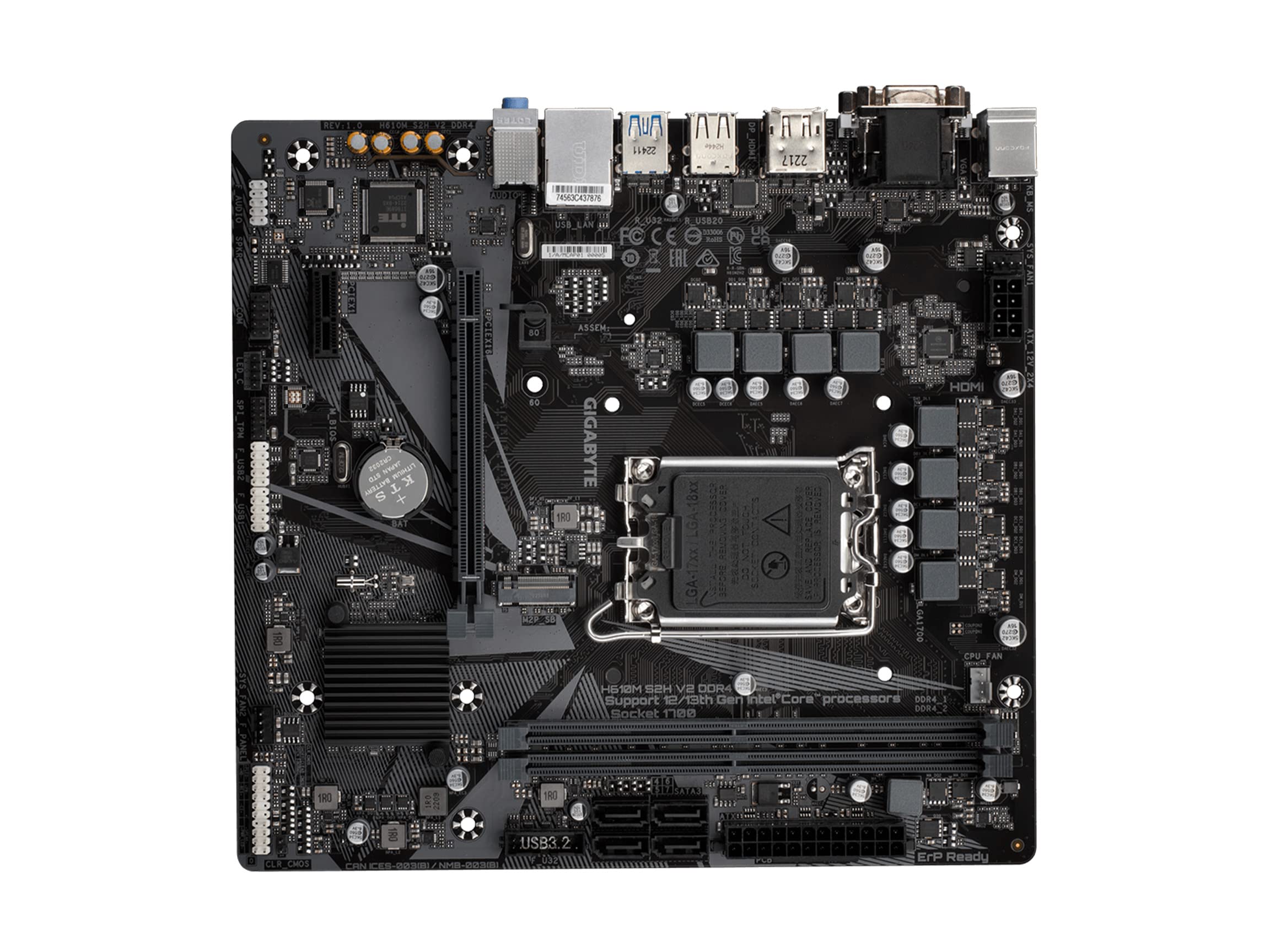 GIGABYTE H610M S2H V2 DDR4 (H610/ Intel/LGA 1700/ Micro ATX/ DDR4/ Single M.2/ PCIe 4.0/ USB 3.2 Gen1/ Realtek GbE LAN/Motherboard)