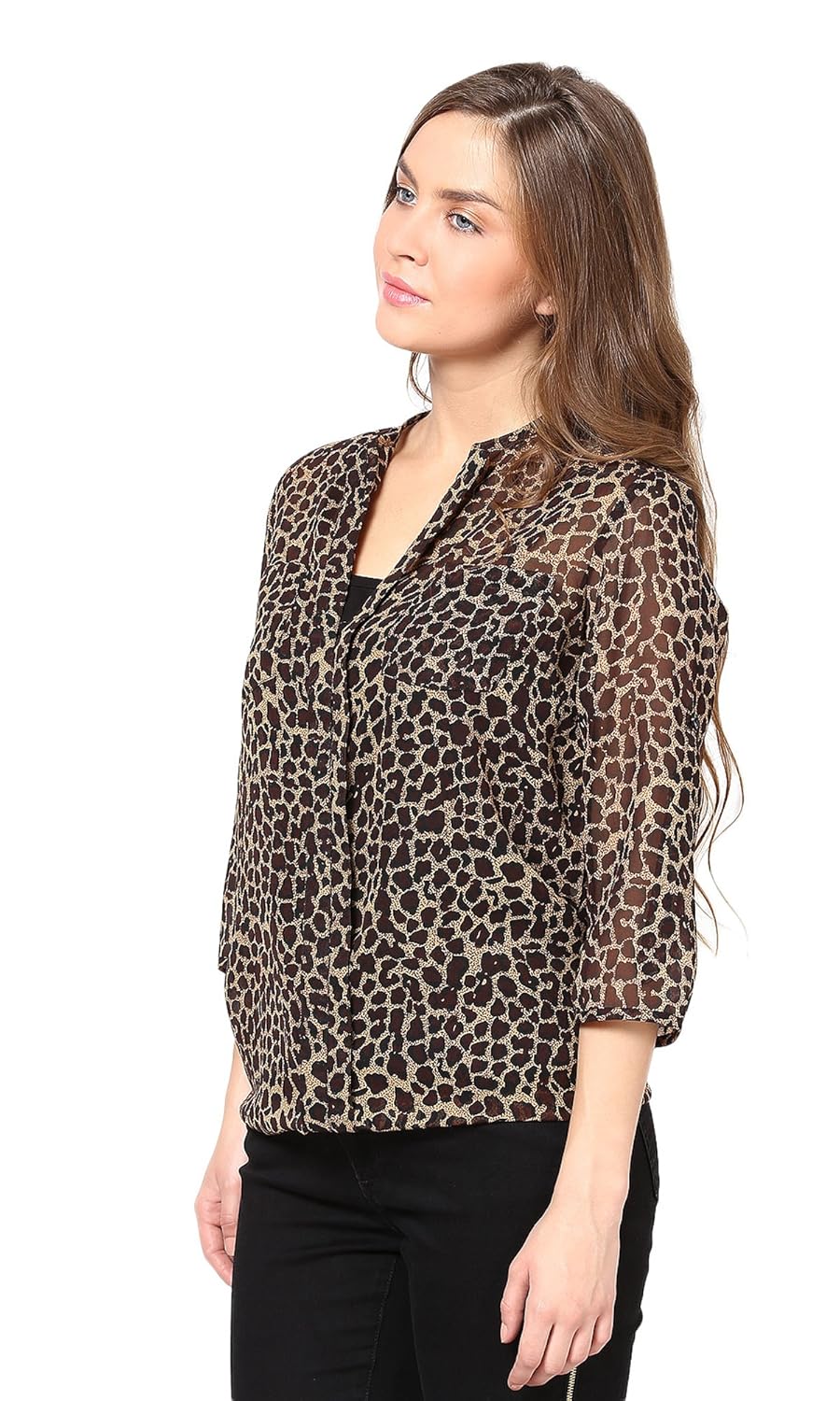 the gud look women's polyester top (beige, xs)