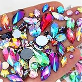 Mixed 1440pcs 3mm-10mm Crystal Gems AB Colorful Rhinestones for Crafting, Flatback Gemstones for Nail Art Crafts, Face Eye Art Acrylic Gem Jewels, Halloween Cosplay DIY Decorations (Muticolor AB)