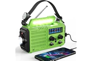 Raynic Weather Radio, 5000mAh/18500mWh Solar Hand Crank Emergency Radio, Battery Powered AM/FM/SW/NOAA Weather Alert Radio with Flashlight, Cell Phone Charger and SOS Siren for Power Outages (Green)