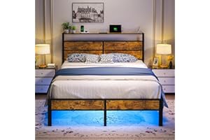 LIIANS Queen Size Bed Frame with USB Type C Charging Station Headboard, Smart LED Lights, Metal Platform Noise Free, No Box Spring Needed, Easy Assemably