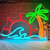 Palm Tree Neon Sign for Wall Decor Tropical LED Neon Light Sunrise Sunset Lights for Bedroom Coconut Tree Signs for Bar Pub Club Party Beach Theme Home Decor Birthday Gifts Size 13.8 * 10.6in(XD059)