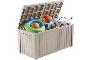 ComeWay 180 Gallon Outdoor Storage Box - Waterproof Resin Deck Box for Patio Cushions & Garden Tools - Lockable & Durable Outdoor Storage Bin - Stylish Grey Design