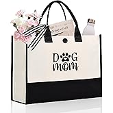 Craftique Dog Mom Gifts for Women, Dog Mom Tote Bag Birthday Gifts for Dogs Lovers, Practical Tote Bag for Shopping Travel Picnic, 17” x 6.7” x 12.5”