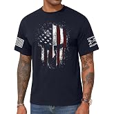 KESIHAN Men's USA Flag Graphic T Shirt American Spartan Patriotic Tee | USA flag graphic Punisher Shirt with American Spartan patriotic design,casual style for daily wear and USA events.