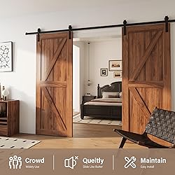 WINSOON Double Sliding Barn Door Hardware Kit 8FT