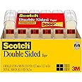 Scotch Double Sided Tape, 1/2 in x 500 in, 6 Dispensered Rolls (6137H-2PC-MP)