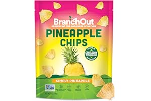 BranchOut Pineapple Chips, No Sugar Added, Real Dried Pineapple Chunks, GentleDry, Better than Freeze Dried Pineapple, Healthy Vegan Christmas Snacks for Kids & Adults, 7 oz