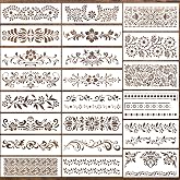 Talavera Stencil Mexican Stencils Floral Border Stencils for Crafts 11.8" | Reusable Flower Corner Stencil for Painting on Wood Wall Stairs Fabric DIY Crafts Decor