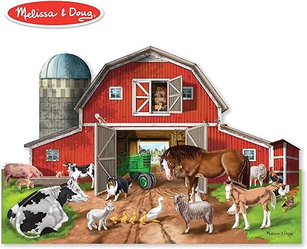Melissa & Doug Busy Barn Shaped Floor Puzzle (32 Pieces)