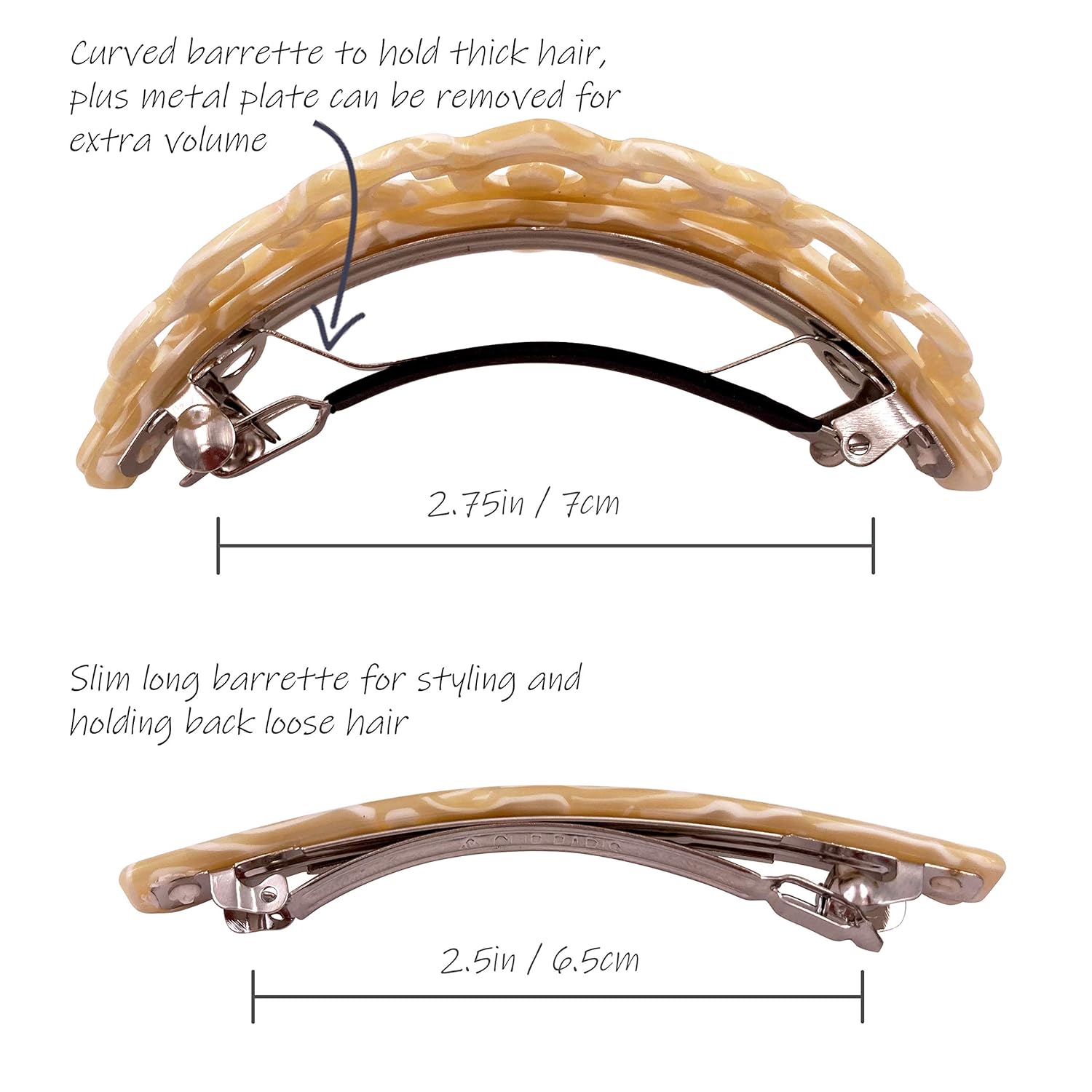 Strong Large Hair Barrette Set For Thick Hair Ivory White Marble Filigree for Women : Beauty