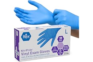 MED PRIDE Disposable Medical Vinyl Exam Gloves Single Use Nitrile-Vinyl Blend Exam Gloves, Large 100 - Powder Free, Latex Free & Rubber Free - Single Use Non-Sterile Protective Gloves