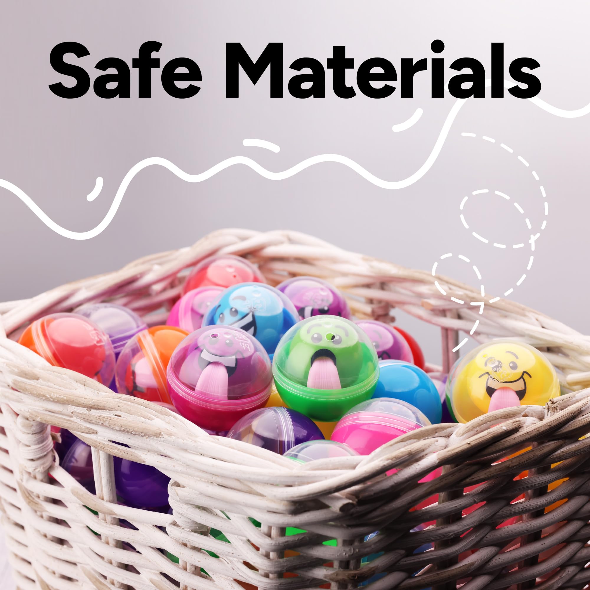 Entervending Empty Clear-Colored Round Capsules 2 inch 50 pcs Bulk 7 Colors Capsule for Toy Gumball Machines Plastic Containers Surprise for Kids Party Favor Prize
