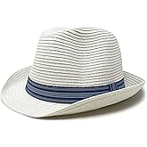 Funky Junque Straw Fedora Hat Beach Summer Short Brim Packable Sun Trilby Unisex UPF 50+