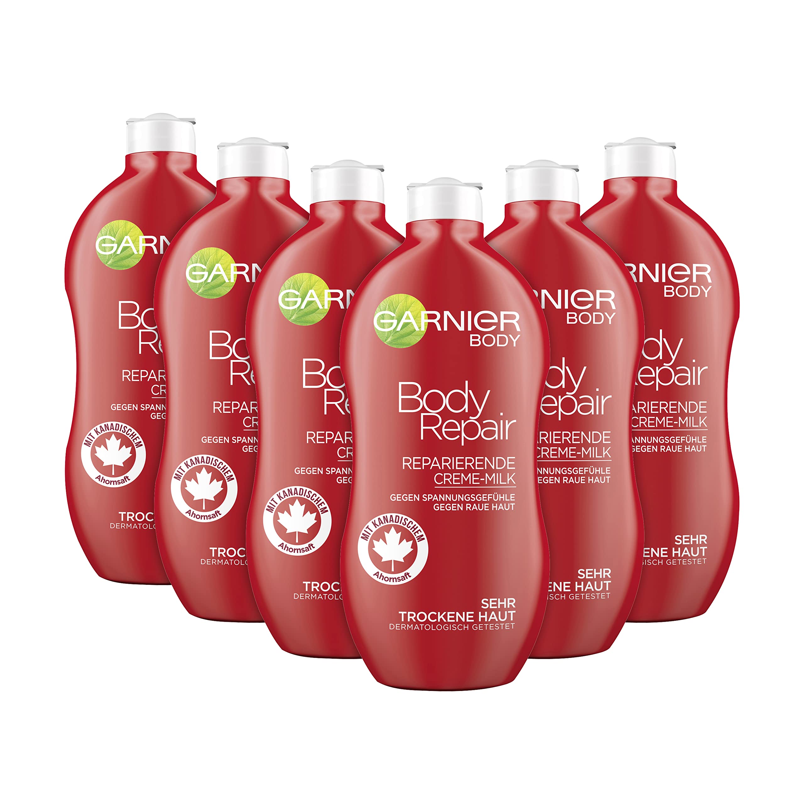 GARNIER Body Moisturising Cream Body / Body Milk for Intensive Moisturising Care (with Micro Maple Juice - for Very Dry Skin - Dermatologically Tested) 6 x 400 ml