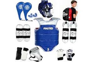 FIHUTED Taekwondo Sparring Gear Set,Karate Protective Gear for Kids Youth Adults with Carry Bag