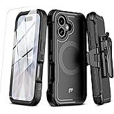 M MYBAT PRO For iPhone 17 Case with Belt Clip Holster,Maverick Series Case For iPhone 17 [Compatible with Magsafe]w/Screen Protector,Anti-Drop,Shockproof,w/360°Rotating Kickstand,Heavy Duty Protection