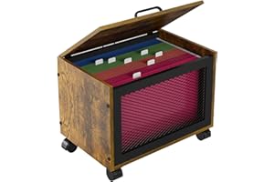 Sbanmao Rolling File Cabinet with Lid, Hanging File Organizer Box with Wheels for Home Office, Under Desk Small Filing Cabinet, Single Drawer Mobile Document Storage Basket for Letter and Legal Size