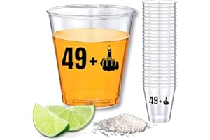 STUMBELINA 50th Birthday Party Shot Glass or Dessert Cups | Small Disposable Plastic for Jello Jelly Shots 50 Year Old | Fun Funny Gift Ideas for Him or Her + 1 Celebration Supplies
