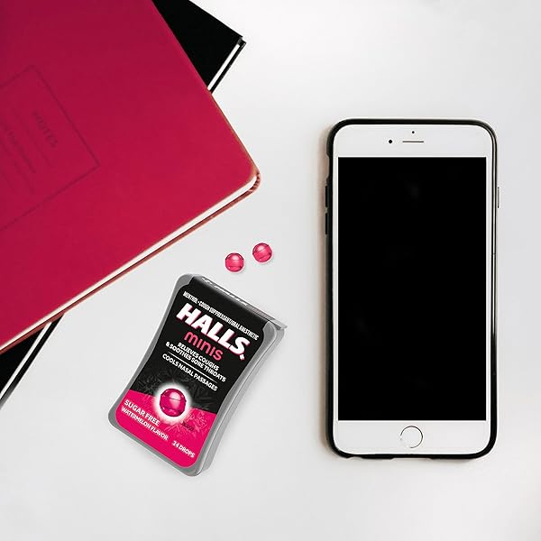 HALLS MINIS WATERMELON FLAVOR SUGAR FREE COUGH DROPS, 8 PACKS OF 24 DROPS (192 DROPS TOTAL)