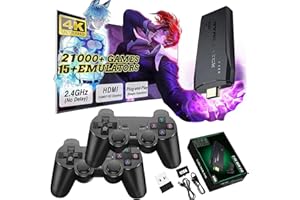 SCRIMEMO Retro Game Console & Stick - 21,000+ Games Built-in, HDMI Output, 9 Emulators, Dual Wireless Controllers, Plug and Play for TV Gaming (Standard Edition)