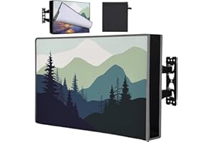 Basumee Outdoor TV Cover 28 to 32 inch Waterproof Weatherproof TV Cover for Outside Half-covered Front with Double Waterproof Zipper 600D Thick Fabric TV Enclosure Protectors For Outdoors, Blue Green