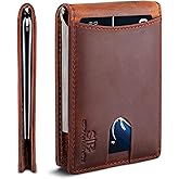 SERMAN BRANDS RFID Blocking Slim Bifold Genuine Leather Minimalist Front Pocket Wallets for Men with Money Clip Thin Gift