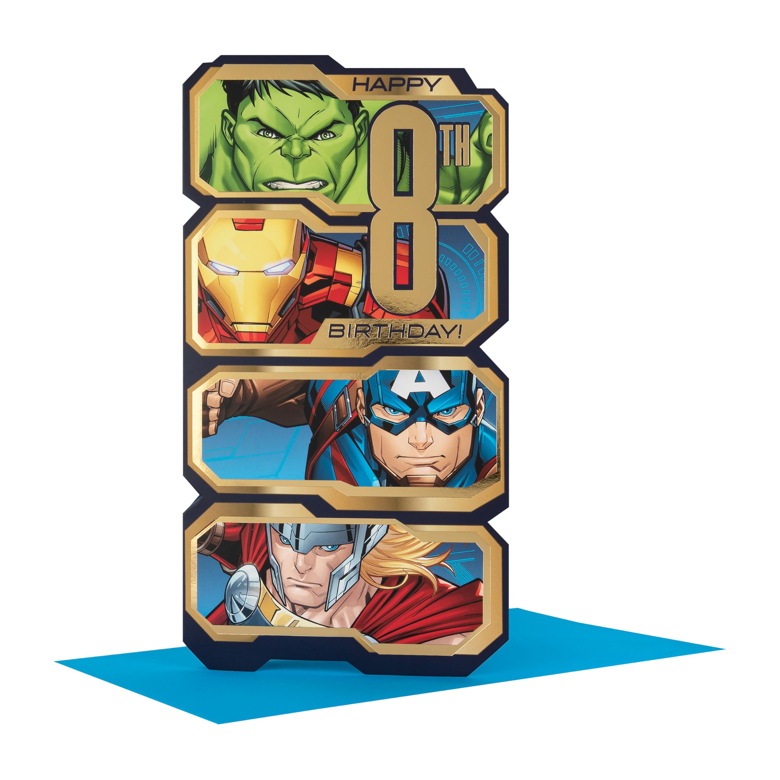Hallmark Age 8 Birthday Card - Die-Cut Marvel Avengers Design
