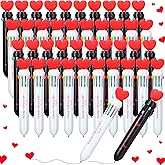 Geyoga 36 Pcs Valentine's Day Heart Shape Multicolor Pen 0.5mm 10 in 1 Fun Pens for Adults Heart Pens Barrel Retractable Ballpoint Pens for Valentine's Day Office Party Gift