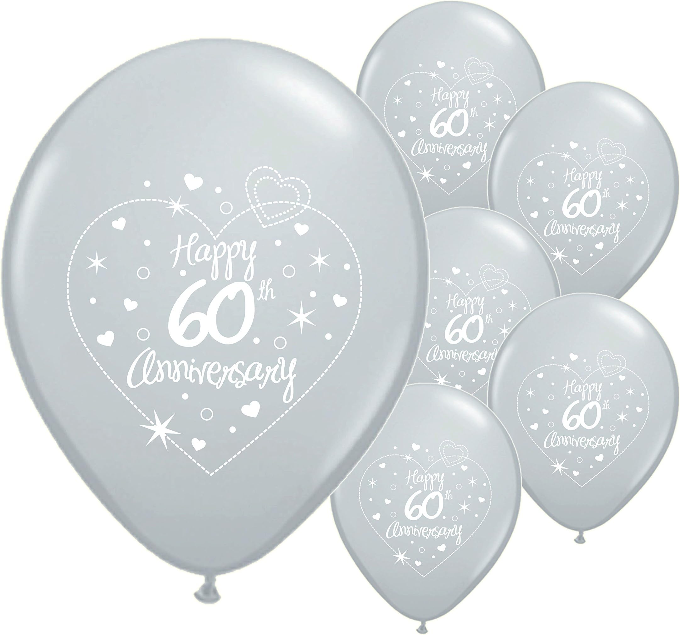 10 x 60th DIAMOND WEDDING ANNIVERSARY HELIUM QUALITY 12" BALLOONS (PA)