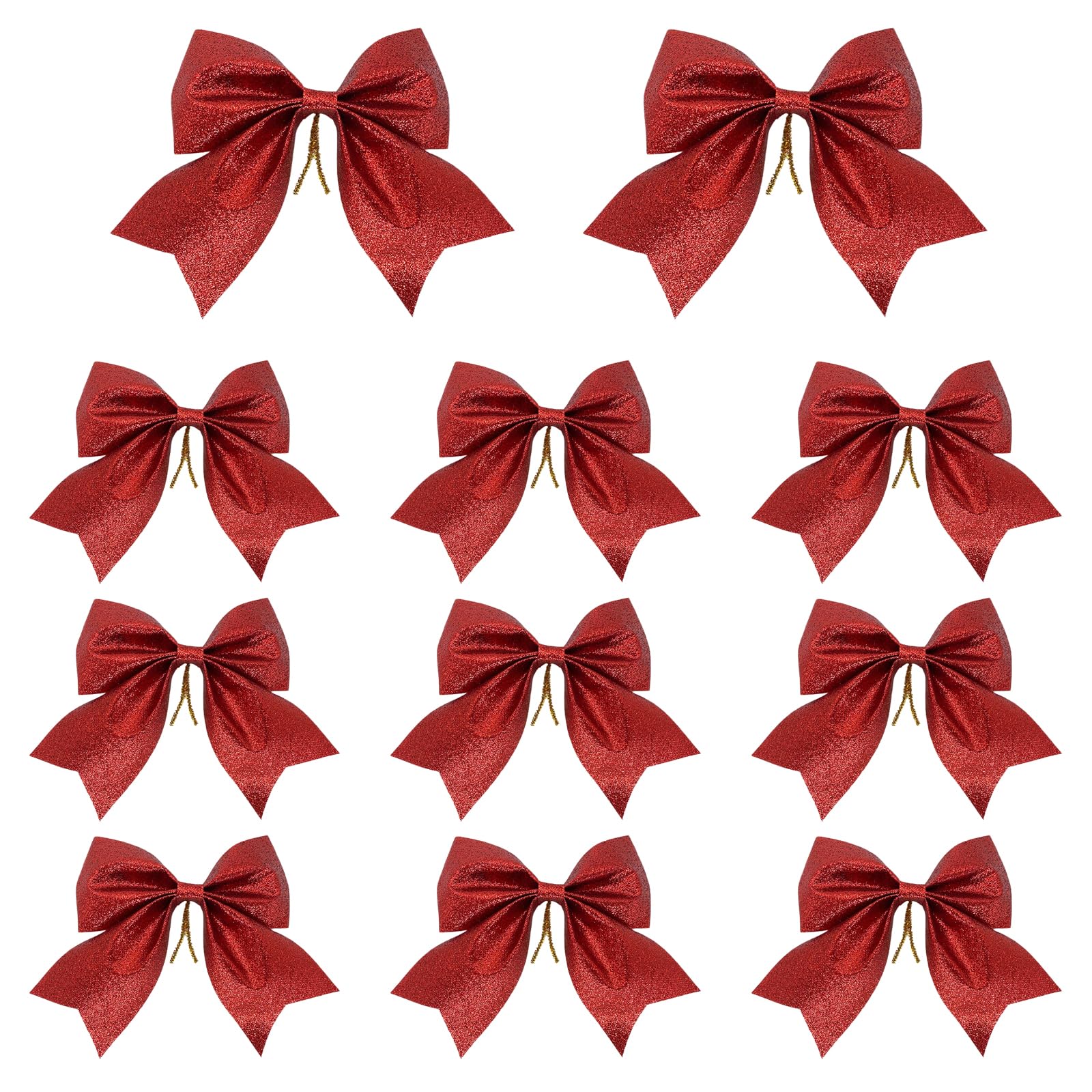 Bliceon 12Pcs Christmas Tree Bows, Red Bows for Christmas tree, 14x15cm Large Tree Xmas Decorative Bows Ornaments Bows for Christmas tree Decorations, Home Christmas Party