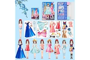 Daniel Axel Magnetic Dress Up Paper Doll,Magnet Princess Dress Up Dolls for Girls Ages 4-7 Kids,Travel Activities Road Trip Car Ride Interactive Learning Created Imagine Set Birthday Gift (G Set)