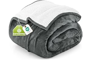 Utopia Bedding Sherpa Blanket Queen Size [Grey, 90x90 Inches] - Soft Lightweight Plush Fleece Reversible Blanket for Bed, Sof