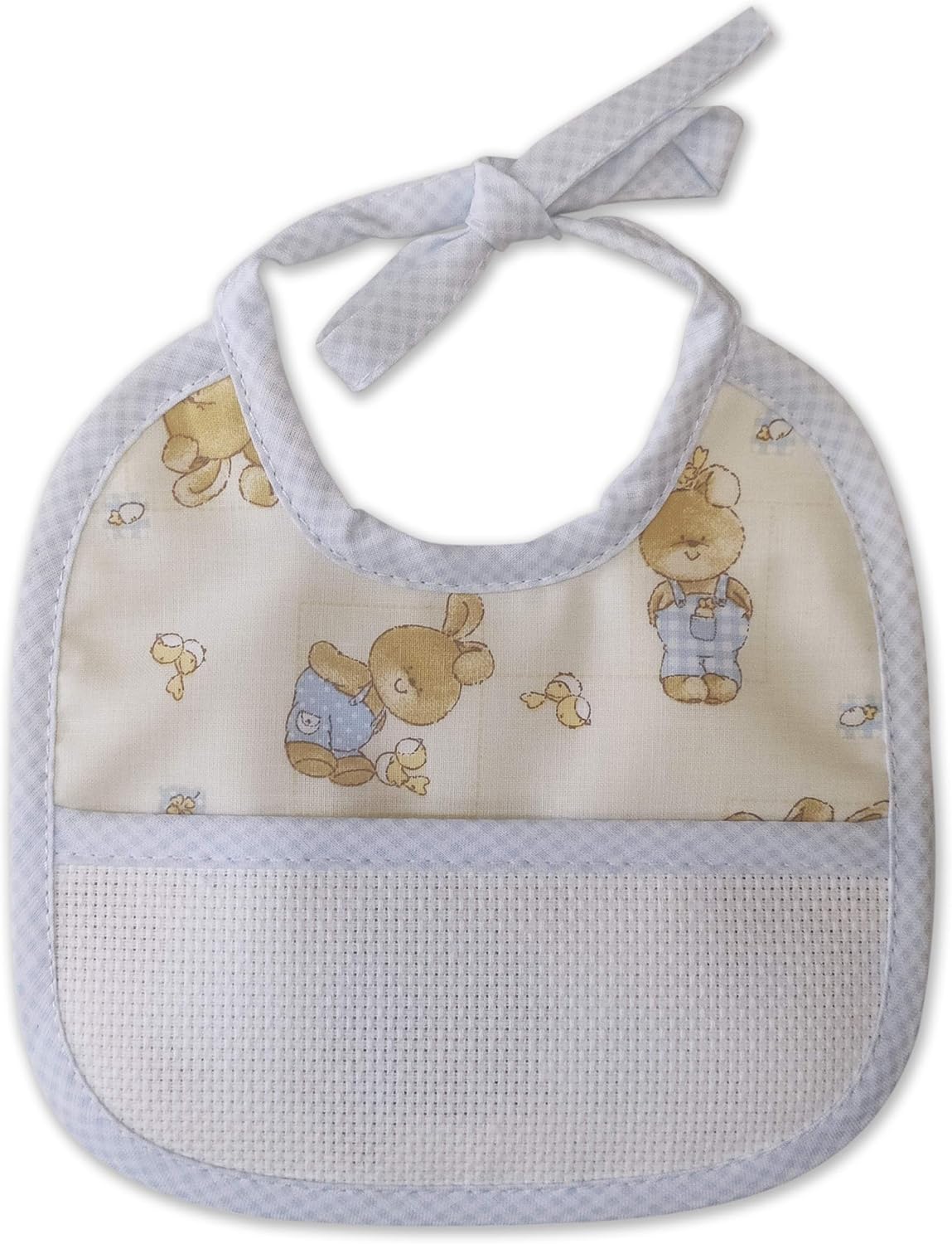 Cotton bib for Babies with Ties or a Strap and aida Fabric for