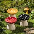 Elevated Ceramic Cat Bowl Set - Whisker Friendly Mushroom Design, Yellow, For Food & Water