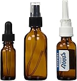 Amber Glass EMPTY Colloidal Silver Applicator 3-Pack, w/ 2oz Mist Sprayer, 1oz Nasal Sprayer, and 1/2oz Dropper