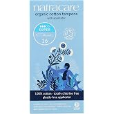 Natracare Organic Cotton Super Tampons with Cardboard Applicator, Plastic Free, Chlorine Free, Biodegradable &amp; Compostable (1 Pack, 16 Tampons Total)
