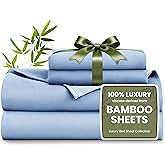 Love's cabin 4 Piece King Size Sheet Set, Cooling Sheets, 100% Rayon Derived from Bamboo, Breathable & Soft King Size Bed Set, Deep Pocket Up to 16", Hotel Luxury Silky Bedding Sheets, Mineral Blue