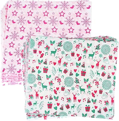 ASTARON Christmas Wax Paper Sheets 100 pcs Green Red 22x25cm Food Wrapping