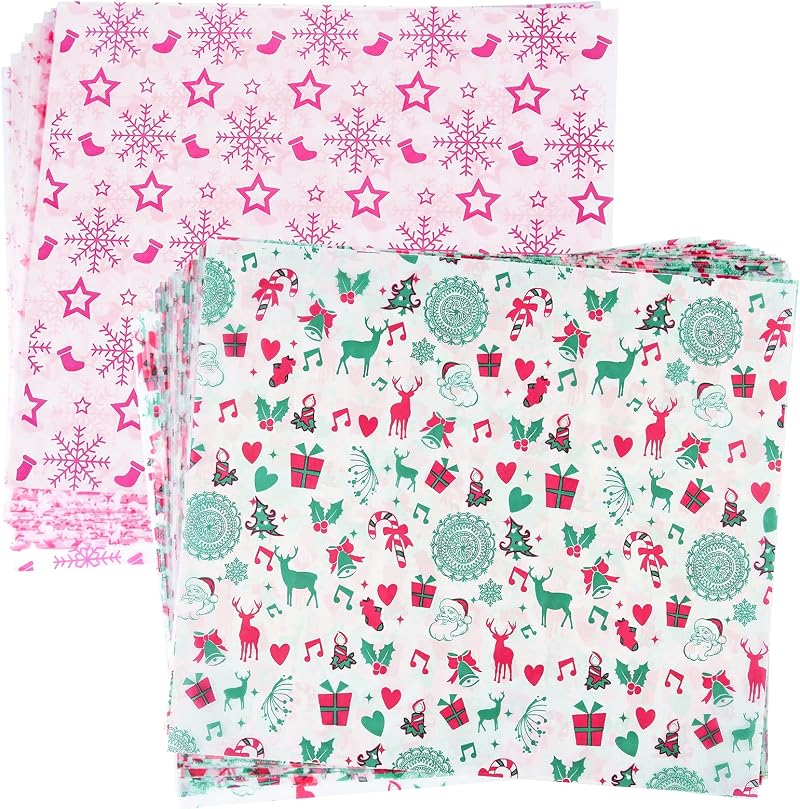 ASTARON Christmas Wax Paper Sheets 100 pcs Green Red 22x25cm Food Wrapping