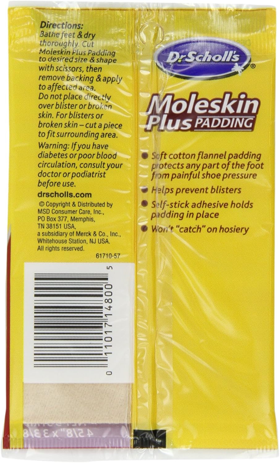 Dr. Scholl's Moleskin Plus 4  5/8-Inch X 3 3/8 Inch  Padding, 3 Count Package: Dr. Scholls: Health & Personal Care
