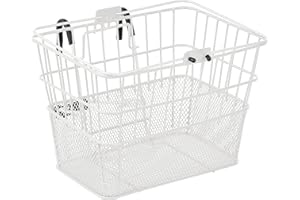 Retrospec Bicycles Detachable Steel Half-Mesh Apollo Bike Basket with Handles, Glossy White