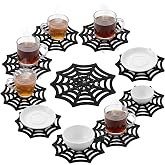 MAGICLULU 10pcs Spider Web Felt Coaster, Black Halloween Mat for Party | Cobweb Placemat for Spooky Theme, Creepy Crawly Drink Pad, Haunted House Decor, Non-Woven Cup Cushion for Coffee Mug