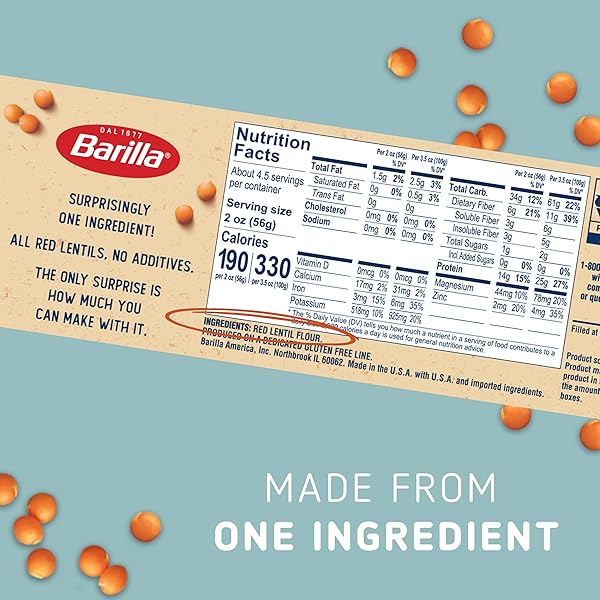 BARILLA RED LENTIL SPAGHETTI PASTA, 8.8 OZ – VEGAN, GLUTEN FREE, NON GMO & KOSHER – MADE WITH PLANT BASED PROTEIN