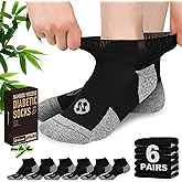NOLUNT Diabetic Socks for Men,6 Pairs Low Cut Diabetic Neuropathy Socks for Men 9-11/10-13(Black-Large)