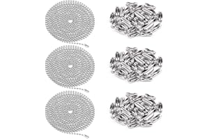 Swpeet 3Pcs 3 Colors 120" Metal Ceiling Fan Pull Chain Extension with 90Pcs Matching Connectors Kit, Durable & Strong Bearing